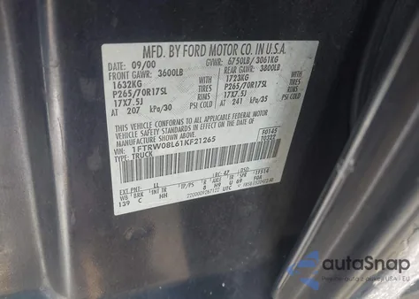 2001 Ford F-150 King Ranch Edition/Lariat/Xlt from USA, damaged, VIN 1FTRW08L61KF21265